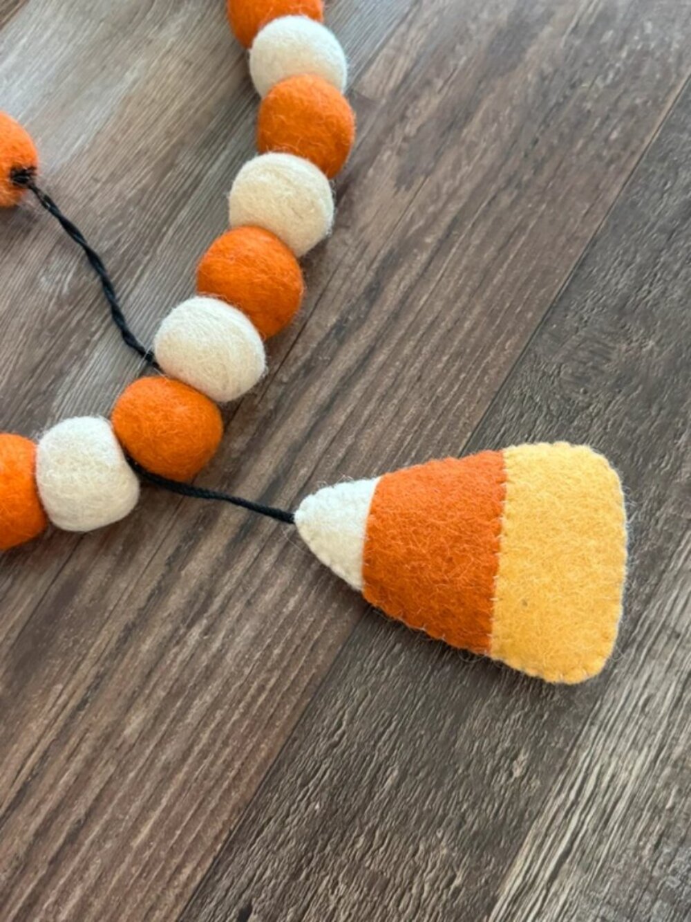 Candy Corn Felt Pom Pom Garland Halloween Autumn 72” - Picture 2 of 7